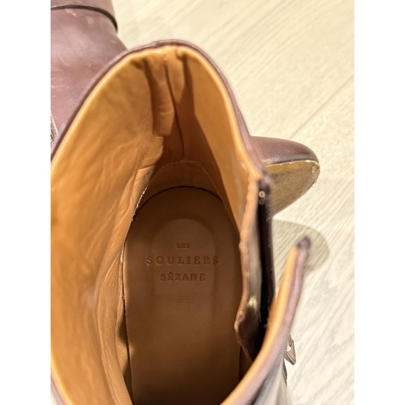 Sezane Sara High Booties Ankle Heeled Boots Size 38 7 Brown Leather - Picture 6 of 12